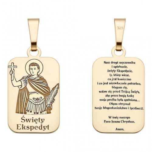 Srebrny medalik pozłacany – Święty Ekspedyt | Ag 925
