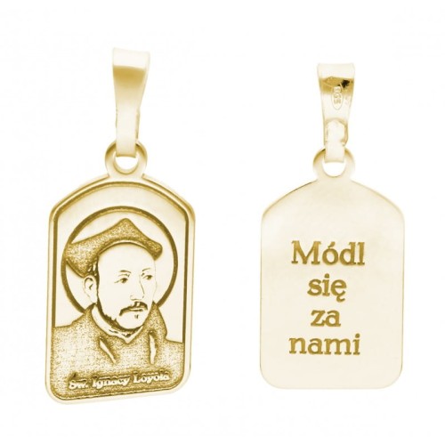 Medalik srebrny pozłacany – Święty Ignacy Loyola | Ag 925