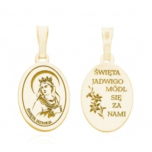 Srebrny medalik Ag 925 pozłacany Św. Jadwiga