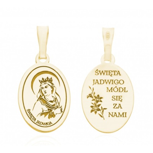 Srebrny medalik Ag 925 pozłacany Św. Jadwiga