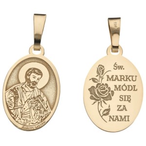 Medalik srebrny Ag 925 pozłacany Święty Marek