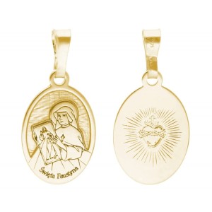 Srebrny Medalik Pozłacany Ag 925 – Święta Faustyna 