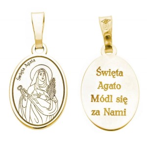 Pozłacany medalik srebrny Ag 925 – Święta Agata | Patronka kobiet i ochrony przed ogniem