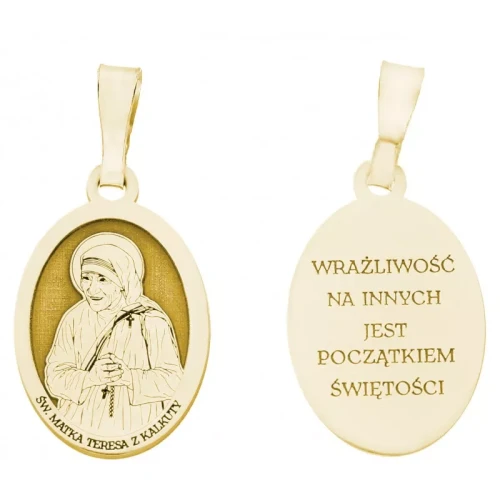Medalik srebrny pozłacany Ag 925 – Św. Matka Teresa z Kalkuty .Patronka ŚDM