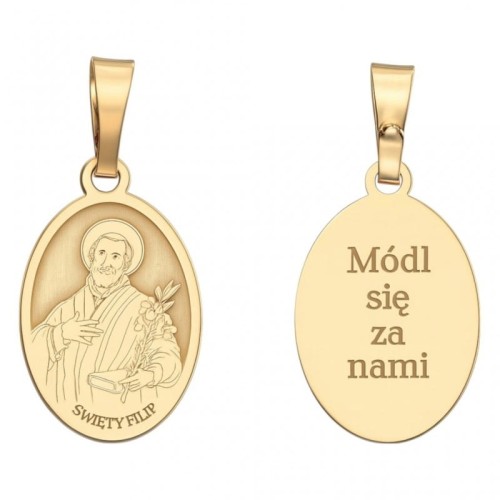 Medalik srebrny pozłacany Ag 925 – Św. Filip .Patron Antwerpii i rzemieślników |