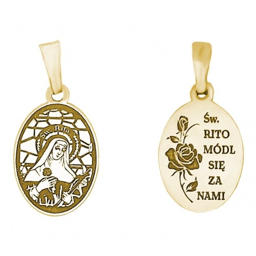 Srebrny medalik Ag 925 pozłacany Święta Rita