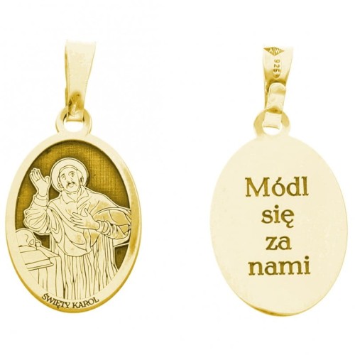 Srebrny medalik Ag 925 pozłacany Św. Karol