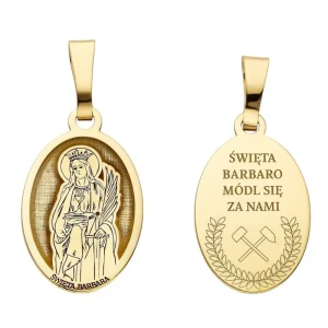 Srebrny medalik Ag 925 pozłacany Święta  Barbara