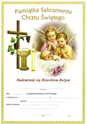 pamiątka sakramentu chrztu świętego