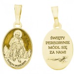 Srebrny medalik Ag 925 pozłacany – Św. Peregryn 