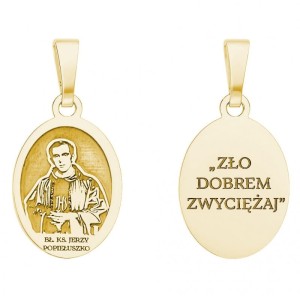 Medalik srebrny Ag 925 pozłacany – Bł. Ks. Jerzy Popiełuszko 