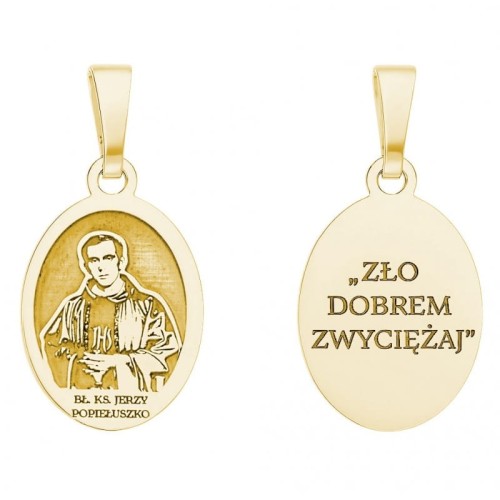 Medalik srebrny Ag 925 pozłacany – Bł. Ks. Jerzy Popiełuszko