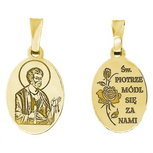 Medalik srebrny Ag 925 pozłacany – Święty Piotr 