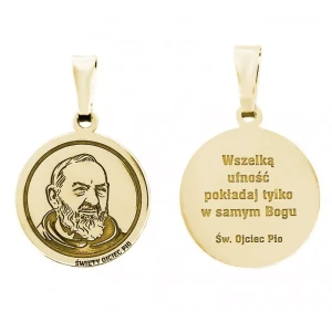 Medalik srebrny Ag 925 pozłacany – Święty Ojciec Pio 
