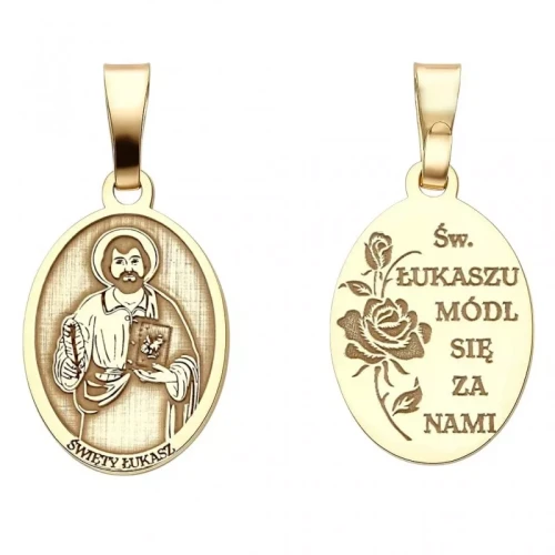 Srebrny medalik Ag 925 pozłacany – Święty Łukasz