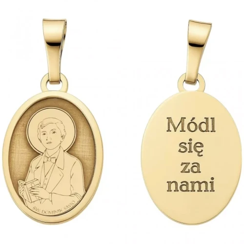 Srebrny medalik Ag 925 Pozłacany Św. Dominik Savio