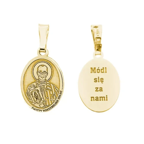 Medalik srebrny Ag 925 Pozłacany Święty Maksymilian Kolbe