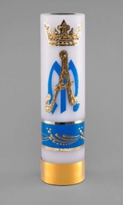 Świeca ołtarzowa olejowa - aplikacja Maryjna - ręcznie malowana