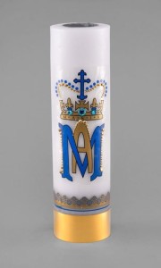 Świeca ołtarzowa olejowa na wkład ze wzorem Maryjnym