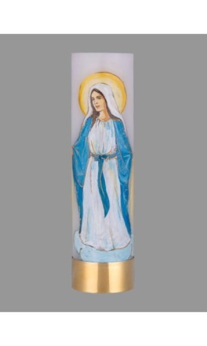 Świeca Liturgiczna na Wkład Olejowy z Wizerunkiem Matki Bożej Niepokalanej-1