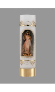 Świeca liturgiczna na wkład olejowy – Jezu, Ufam Tobie- biała 