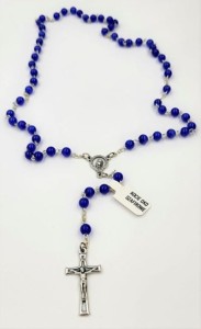 Różaniec z kamieni naturalnych kocie oko szafirowe