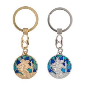 BRELOK WITRAŻOWY Z WIZERUNKIEM ŚWIĘTEGO KRZYSZTOFA