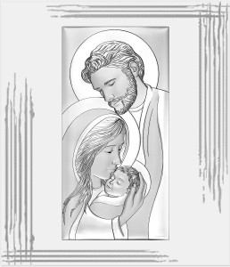 Srebrny panel przedstawiający Świętą Rodzinę