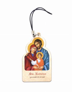 Drewniany brelok do kluczy z wizerunkiem Świętej Rodziny - błogosławiństwo