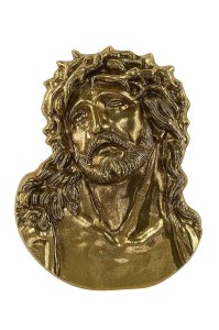 Głowa Chrystusa - płaskorzeźba odlewana kolor złoty