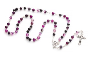 Różaniec agat fioletowy 6 mm