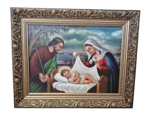 Obraz w ramie drewnianej Święta Rodzina