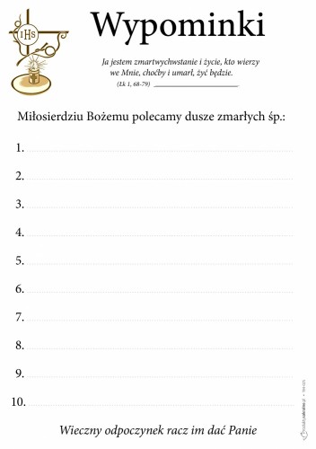 Wypominki całoroczne - (format A5) - 500 szt.