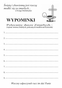 Wypominki całoroczne - (format A6) - 500 szt.