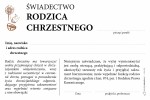 Świadectwo rodzica chrzestnego - (format A6) - 250 szt.