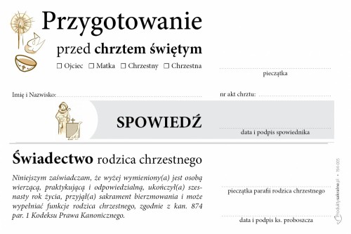 Druk przygotowania przed Chrztem Świętym - (format A6) - 250 szt.-1
