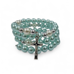 Błękitny różaniec sprężynka na nadgarstek 