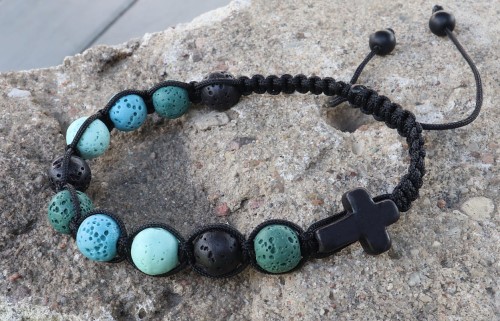 Bransoletka różaniec na rękę z lawy wulkanicznej