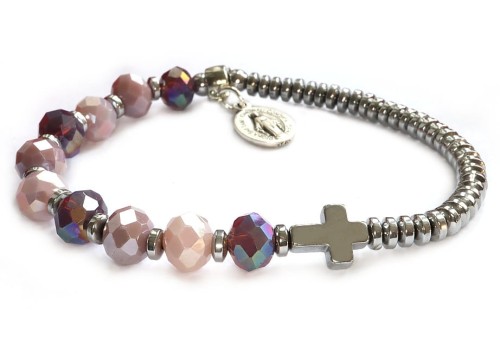 Bransoletka różaniec na rękę z kryształków