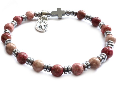 Bransoletka na rękę - różaniec z kamieni maffanowych