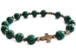 Bransoletka z kamieni malachit i złoty hematyt 