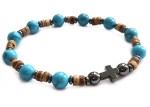 Różaniec bransoletka na rękę - turkus, kokos