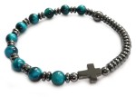 Różaniec na rękę - bransoletka dziesiątka, tygrysie oko turkusowe