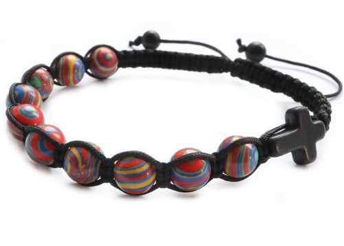 Bransoletka kolorowa, różaniec na sznurku - dziesiątka