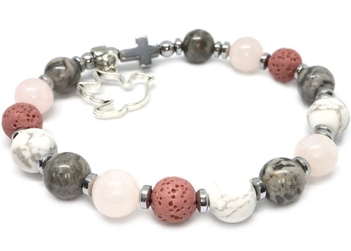 Bransoletka różaniec na ręę dziesiątka z kamieni -Duch Świętym