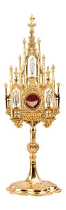 Monstrancja neogotycka złocona – wysokość 40 cm SAD 30-652