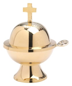 Łódka do kadzidła z łyżeczką – mosiądz w kolorze złotym, 13 cm