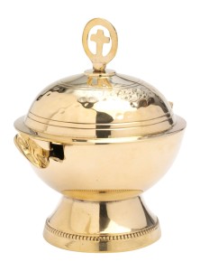 Łódka na kadzidło z łyżeczką – mosiądz w kolorze złotym  12 cm