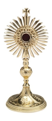 relikwiarz mosiężny złocony