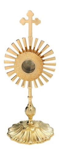 relikwiarz mosiężny złocony